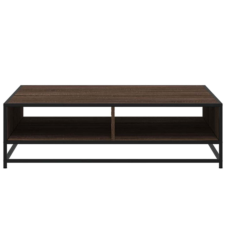 sofabord 100x100x30 cm konstrueret træ og metal brunt egetræ
