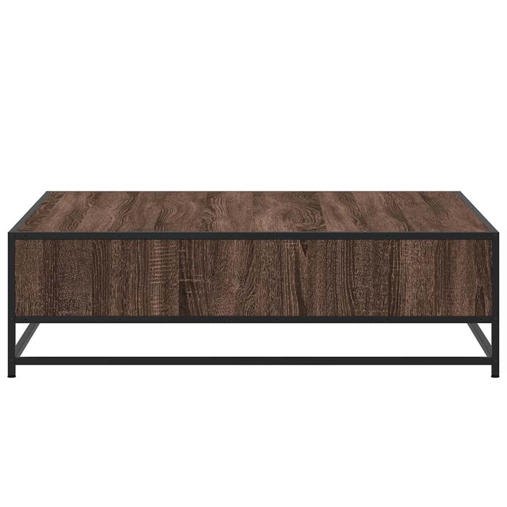 sofabord 100x100x30 cm konstrueret træ og metal brunt egetræ