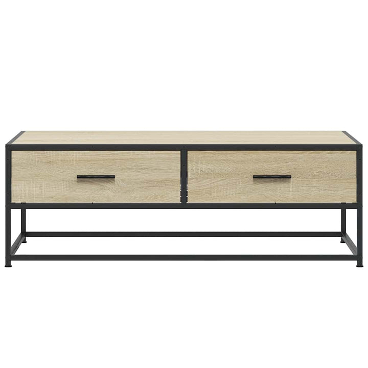 sofabord 100x50x35 cm konstrueret træ og metal sonoma-eg