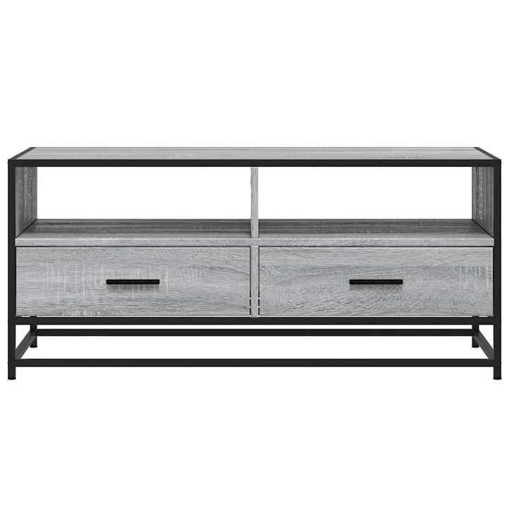 sofabord 100x50x45 cm konstrueret træ og metal grå sonoma-eg