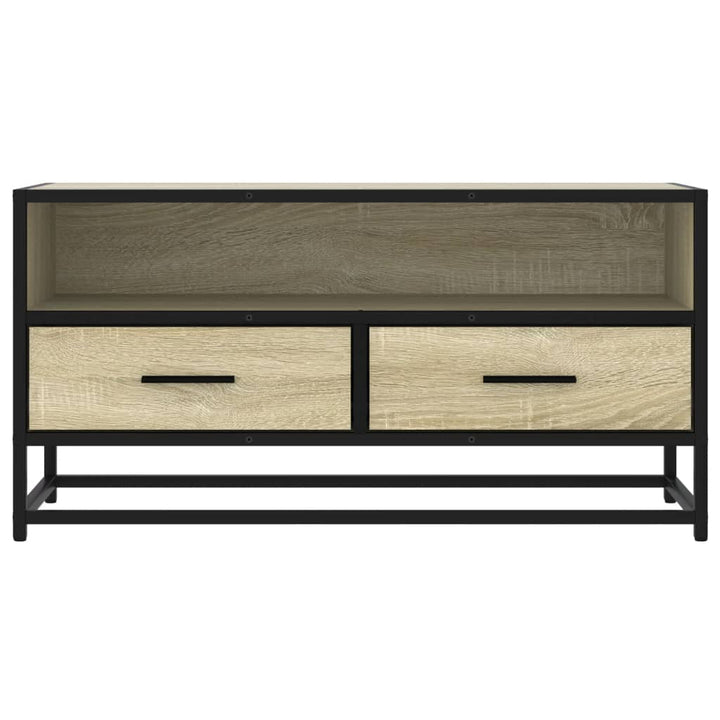 tv-bord 80x34,5x40 cm konstrueret træ og metal sonoma-eg