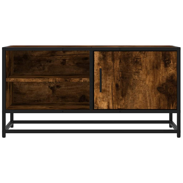 tv-bord 80x34,5x40 cm konstrueret træ metal røget egetræsfarve