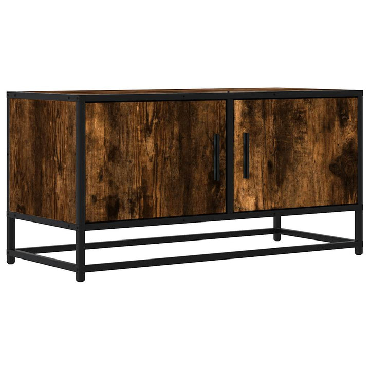 tv-bord 80x34,5x40 cm konstrueret træ metal røget egetræsfarve