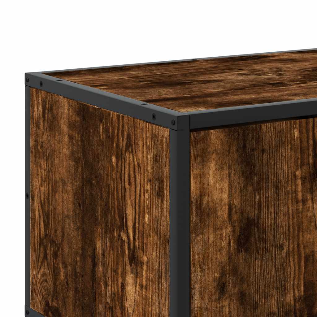 tv-bord 80x34,5x40 cm konstrueret træ metal røget egetræsfarve