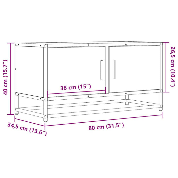 tv-bord 80x34,5x40 cm konstrueret træ metal røget egetræsfarve