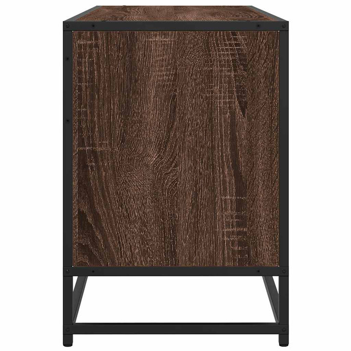 tv-bord 100x35x50 cm konstrueret træ og metal brun egetræsfarve