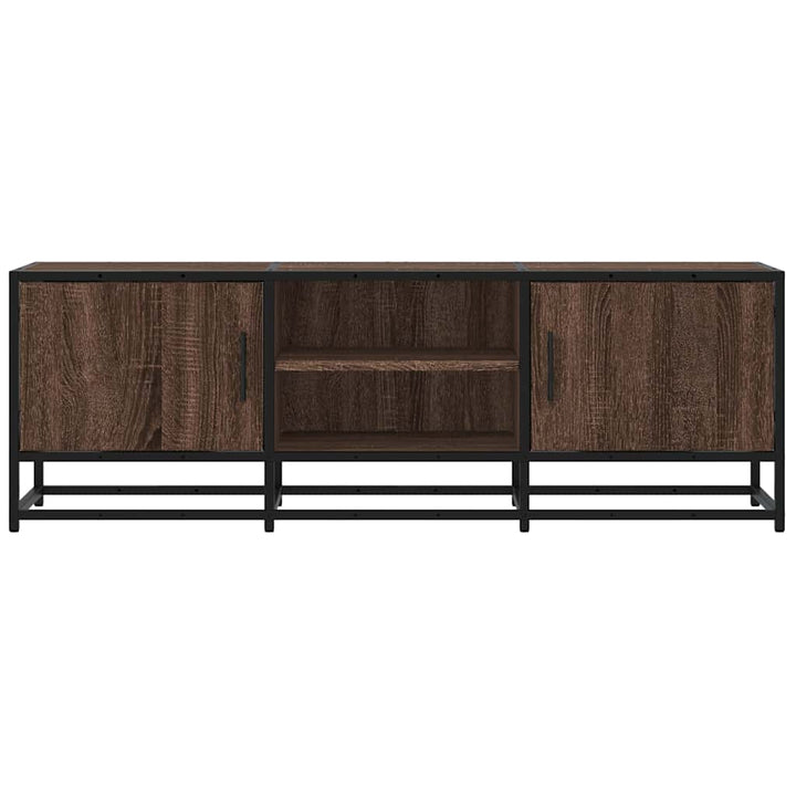 tv-bord 120x35x41 cm konstrueret træ og metal brun egetræsfarve