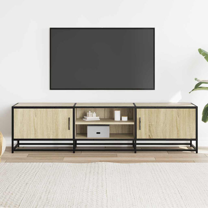 tv-bord 160x35x41 cm konstrueret træ og metal sonoma-eg