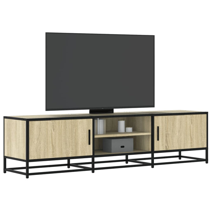 tv-bord 160x35x41 cm konstrueret træ og metal sonoma-eg