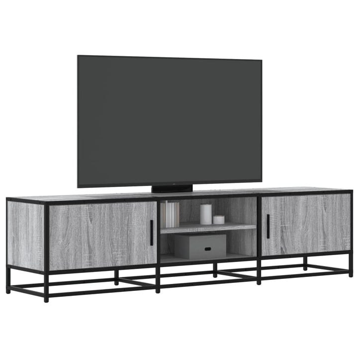 tv-bord 160x35x41 cm konstrueret træ og metal grå sonoma-eg