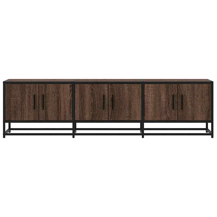 tv-bord 150x35x41 cm konstrueret træ og metal brun egetræsfarve