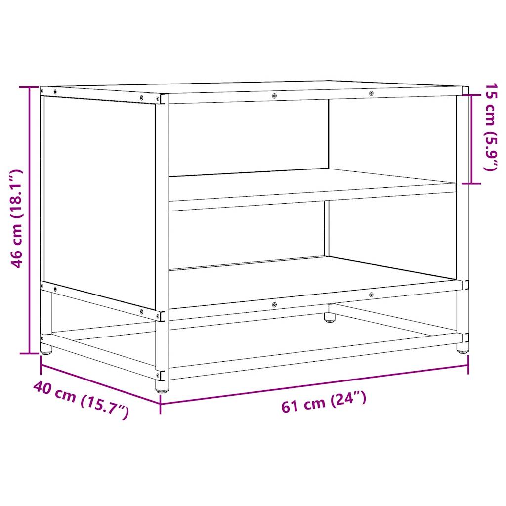 tv-bord 61x40x46 cm konstrueret træ og metal sonoma-eg