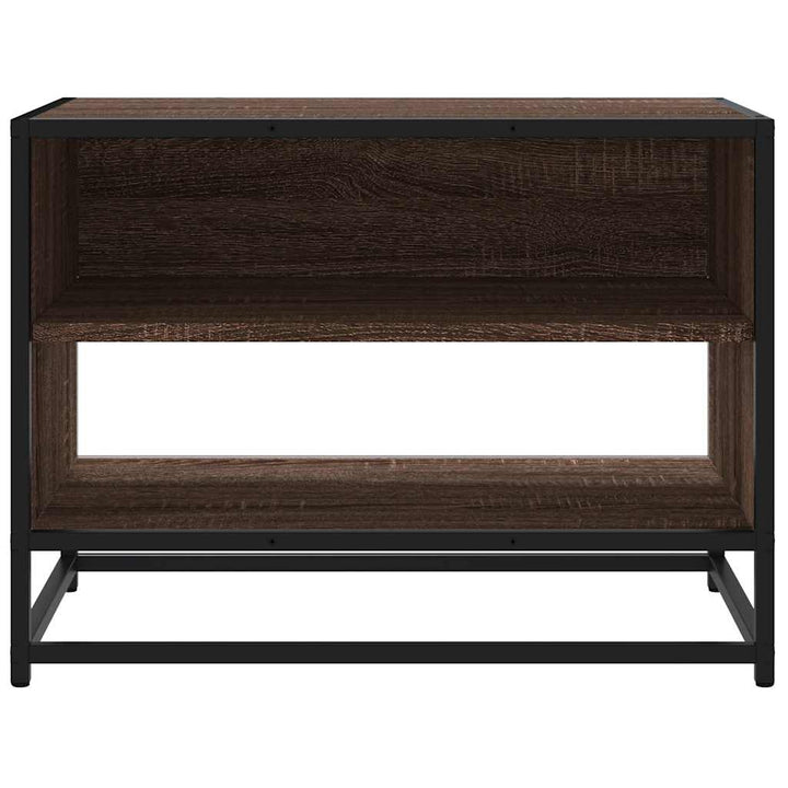 tv-bord 61x40x46 cm konstrueret træ og metal brun egetræsfarve