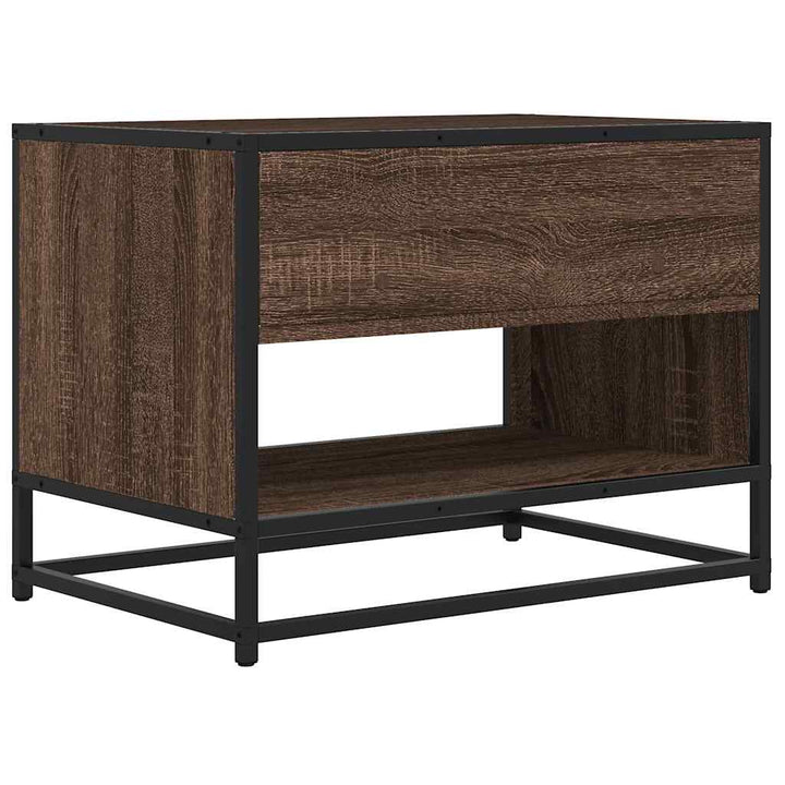 tv-bord 61x40x46 cm konstrueret træ og metal brun egetræsfarve