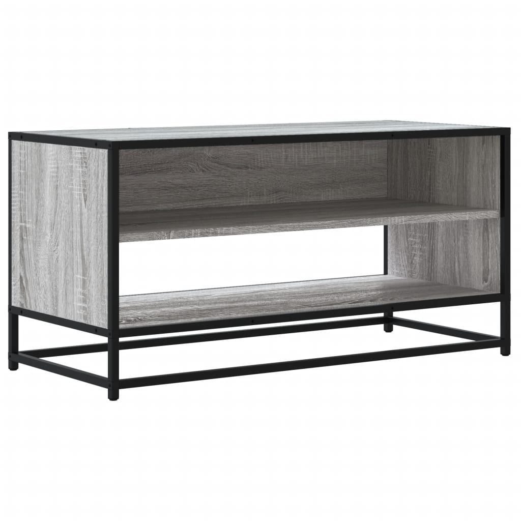 tv-bord 91x40x46 cm konstrueret træ og metal grå sonoma-eg