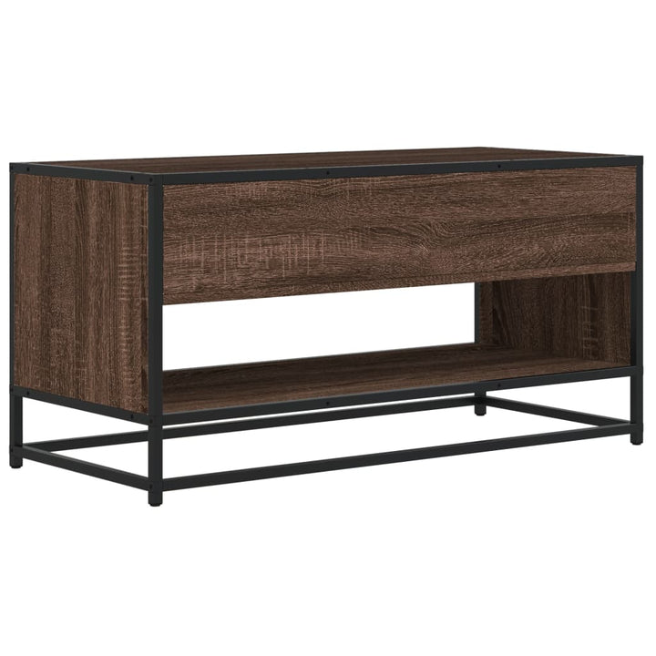 tv-bord 91x40x46 cm konstrueret træ og metal brun egetræsfarve