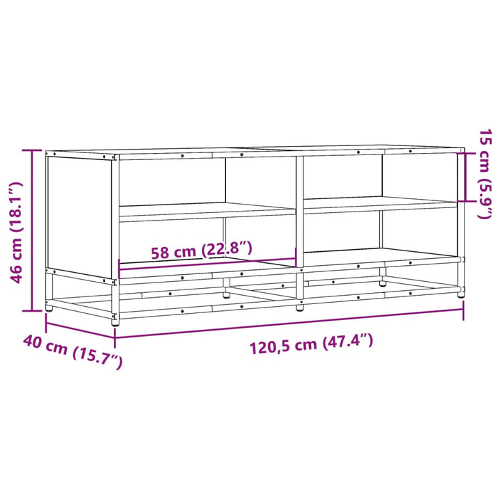 tv-bord 120,5x40x46 cm konstrueret træ og metal sonoma-eg