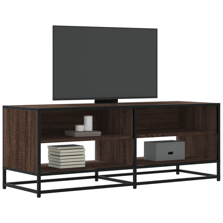 tv-bord 120,5x40x46 cm konstrueret træ metal brun egetræsfarve