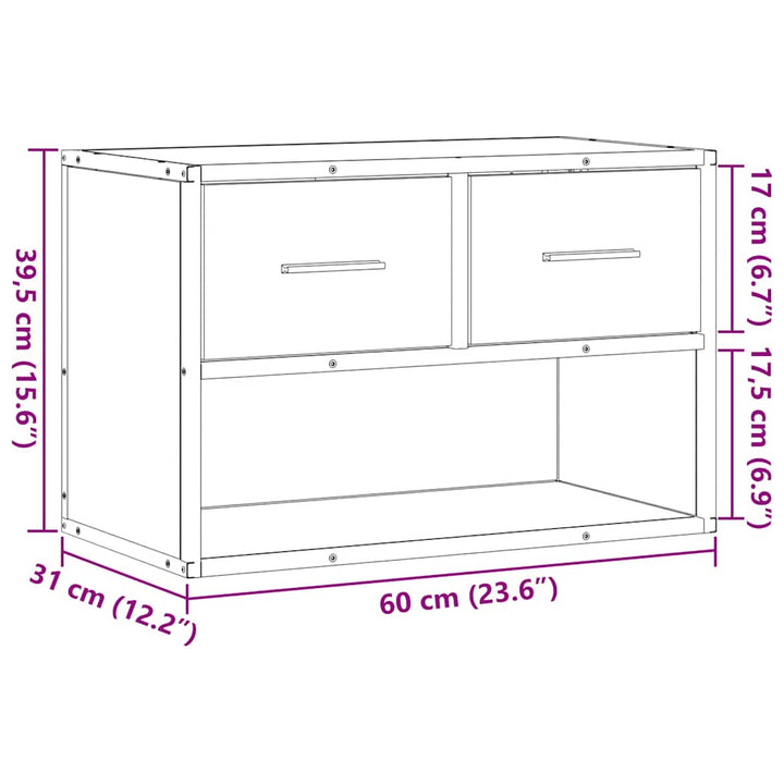 tv-bord 60x31x39,5 cm konstrueret træ og metal sort