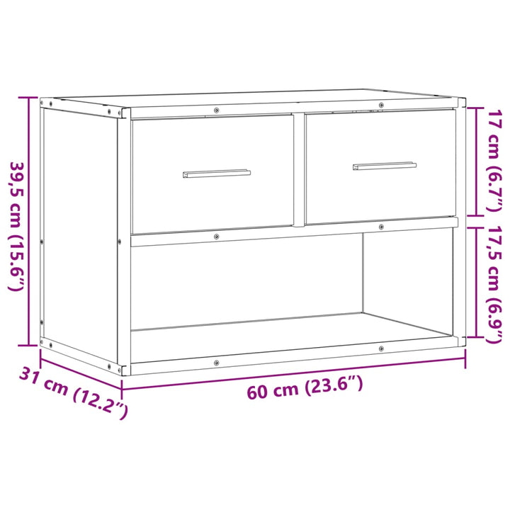tv-bord 60x31x39,5 cm træ og metal røget egetræsfarve