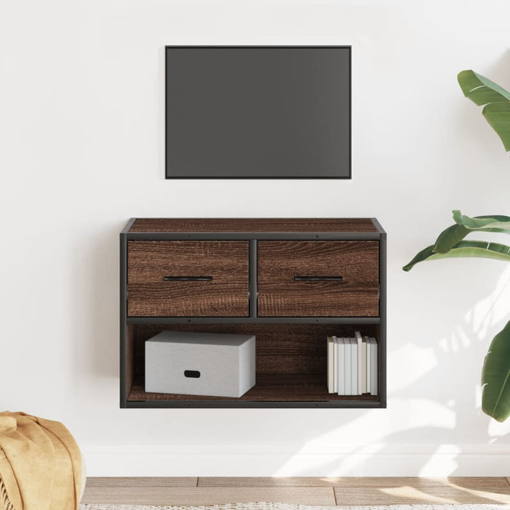 tv-bord 60x31x39,5 cm konstrueret træ og metal brunt eg