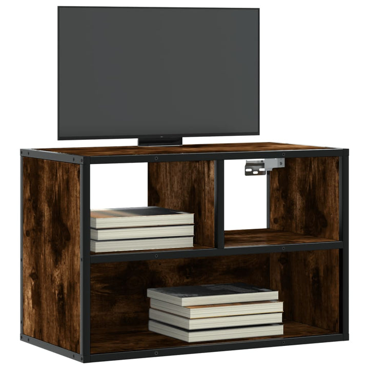 tv-bord 60x31x39,5 cm konstrueret træ og metal røget egetræ