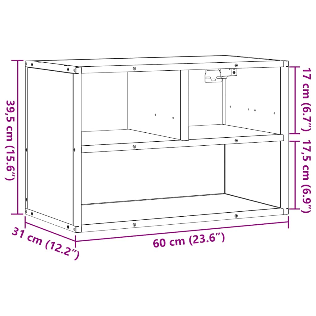 tv-bord 60x31x39,5 cm konstrueret træ og metal grå sonoma-eg