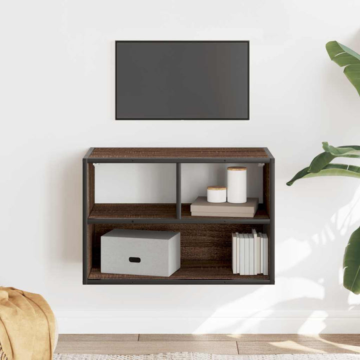 tv-bord 60x31x39,5 cm konstrueret træ og metal brunt eg