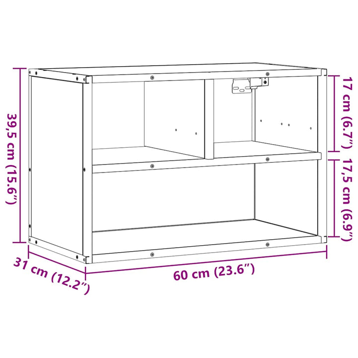tv-bord 60x31x39,5 cm konstrueret træ og metal brunt eg