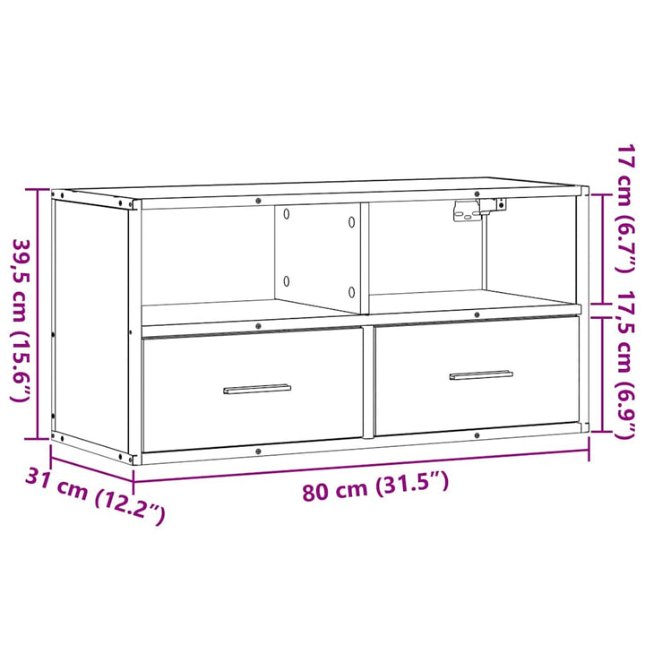 tv-bord 80x31x39,5 cm konstrueret træ og metal sort