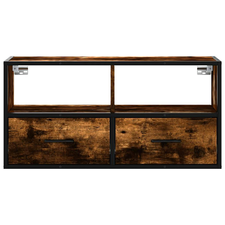 tv-bord 80x31x39,5 cm konstrueret træ og metal røget egetræ