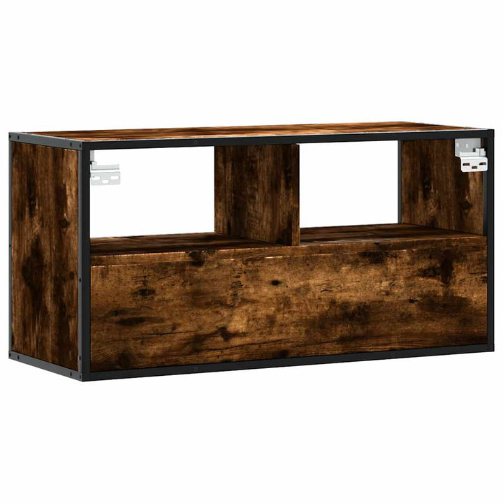 tv-bord 80x31x39,5 cm konstrueret træ og metal røget egetræ