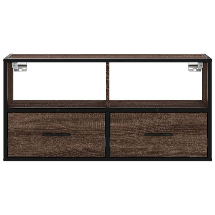 tv-bord 80x31x39,5 cm konstrueret træ og metal brunt eg