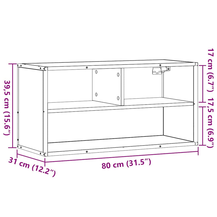 tv-bord 80x31x39,5 cm konstrueret træ og metal grå sonoma-eg