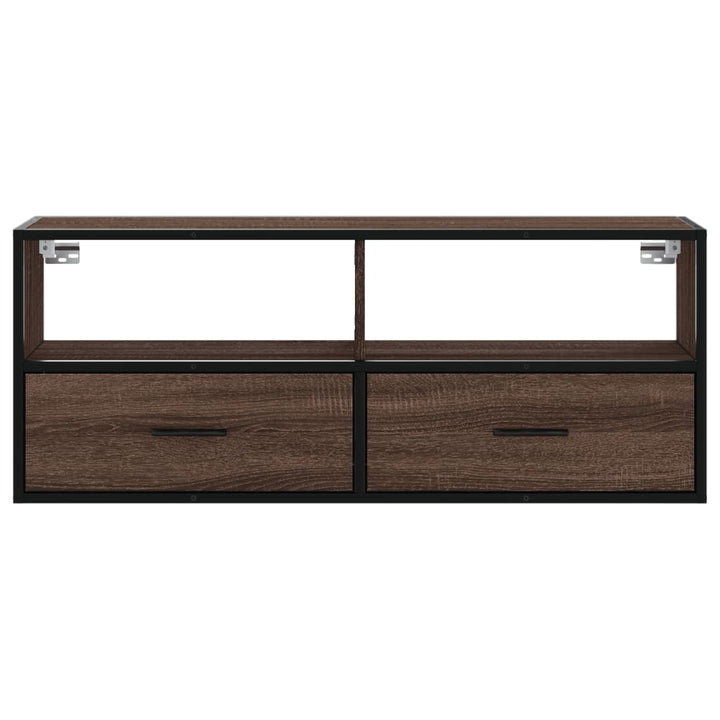 tv-bord 100x31x39,5 cm konstrueret træ og metal brunt eg
