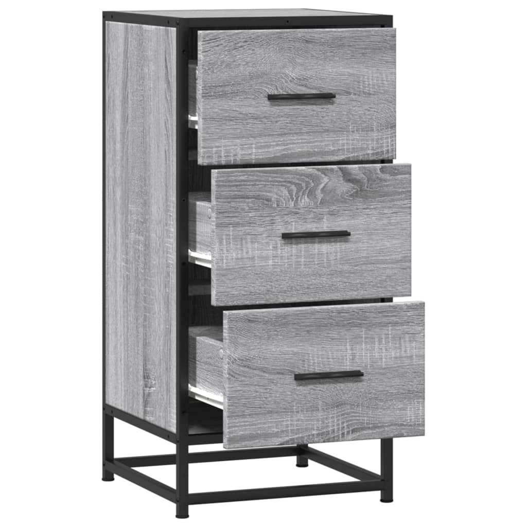 skab 35,5x35x76 cm konstrueret træ og metal grå sonoma-eg