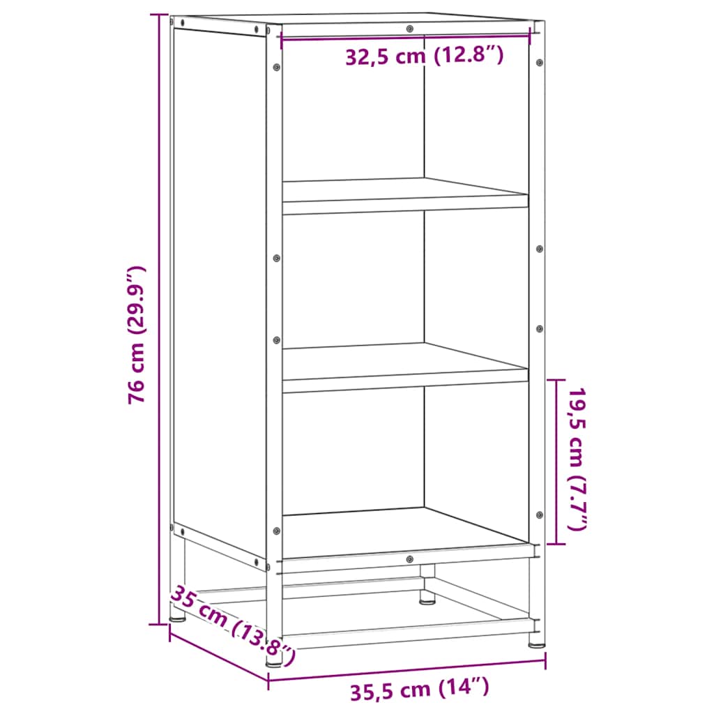 skuffeskab 35,5x35x76 cm konstrueret træ og metal sort