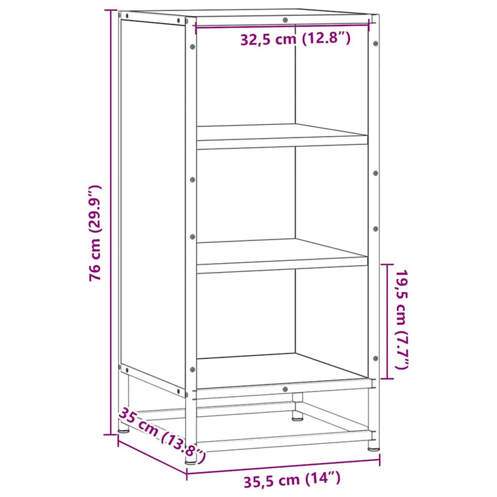 skuffeskab 35,5x35x76 cm konstrueret træ og metal sort