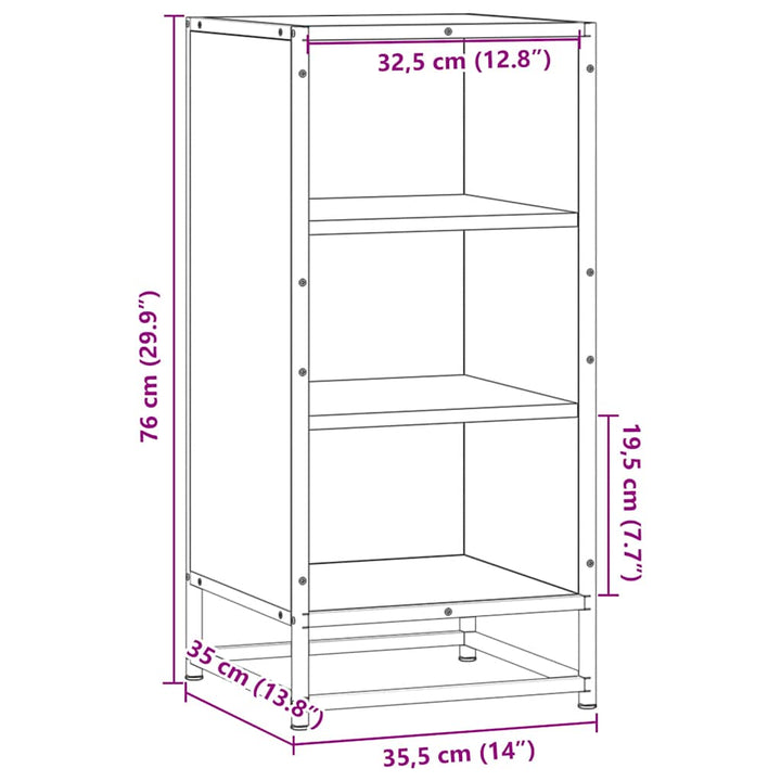 skab 35,5x35x76 cm konstrueret træ og metal røget egetræsfarve