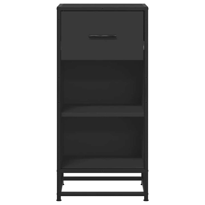 skuffeskab 35,5x35x76 cm konstrueret træ og metal sort