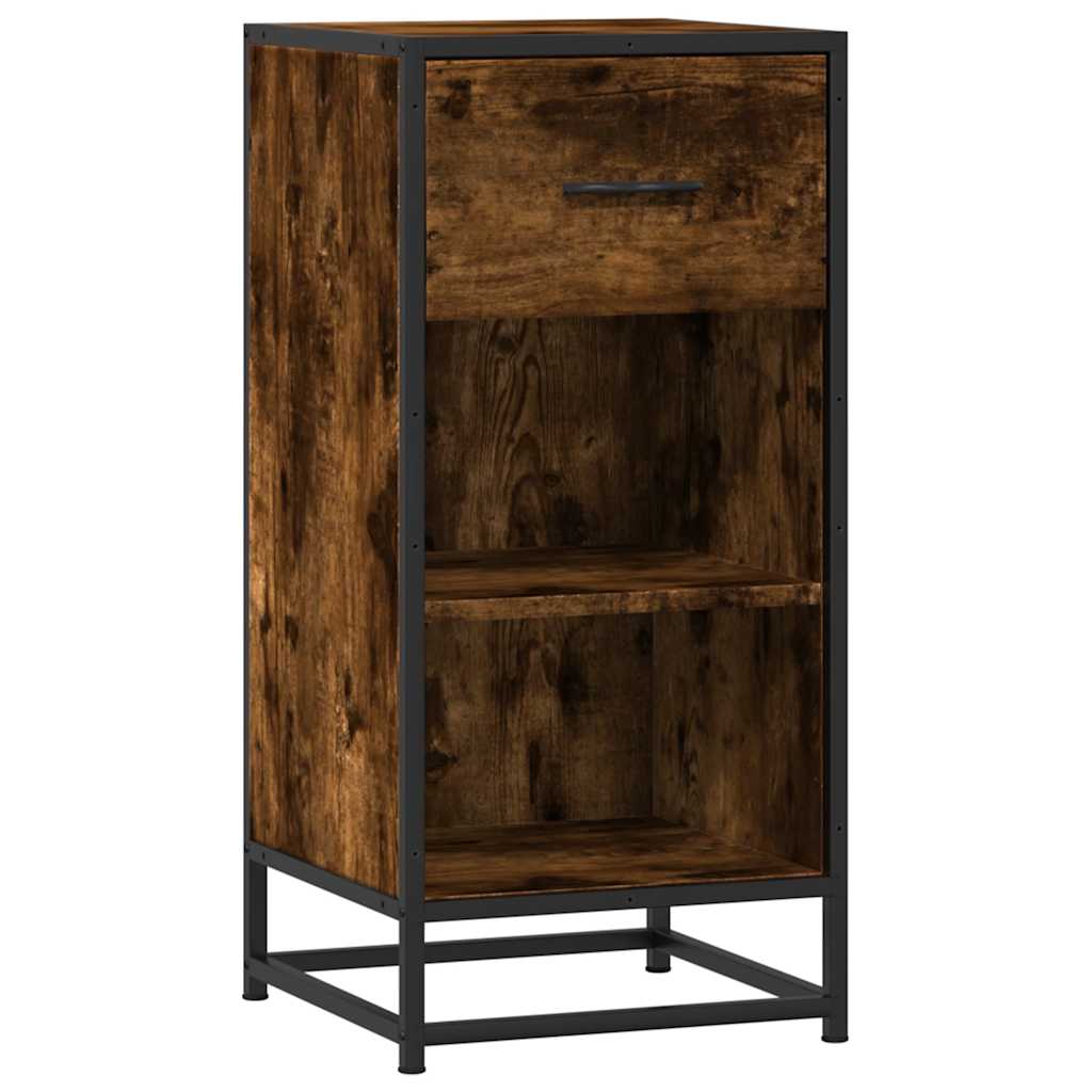 skab 35,5x35x76 cm konstrueret træ og metal røget egetræsfarve