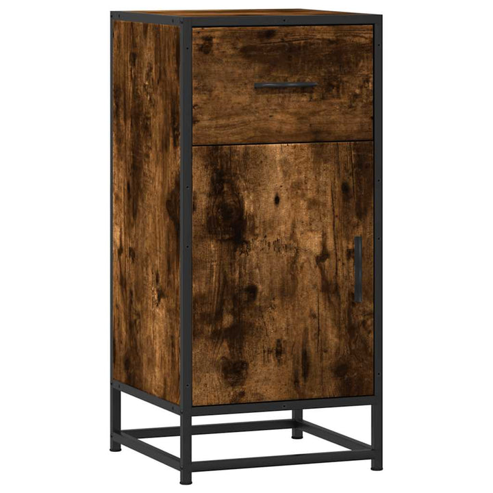 skab 35,5x35x76 cm konstrueret træ og metal røget egetræsfarve