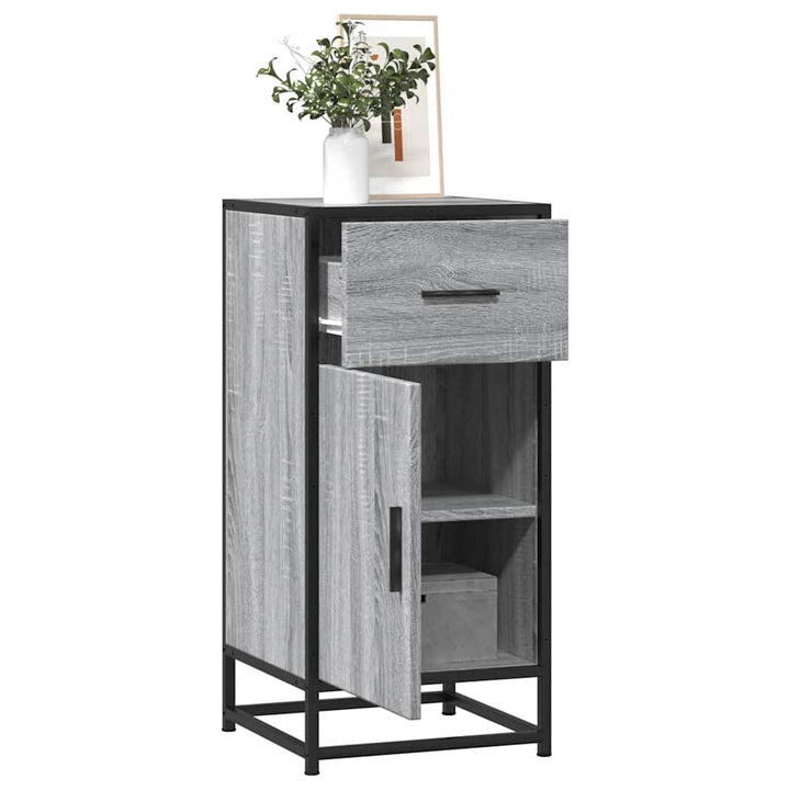 skab 35,5x35x76 cm konstrueret træ og metal grå sonoma-eg