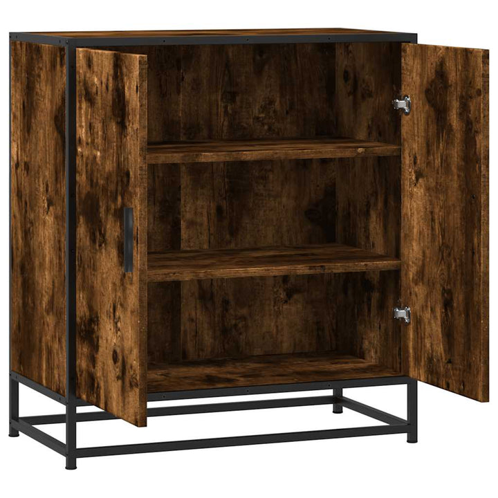 skab 68x35x76 cm konstrueret træ og metal røget egetræsfarve