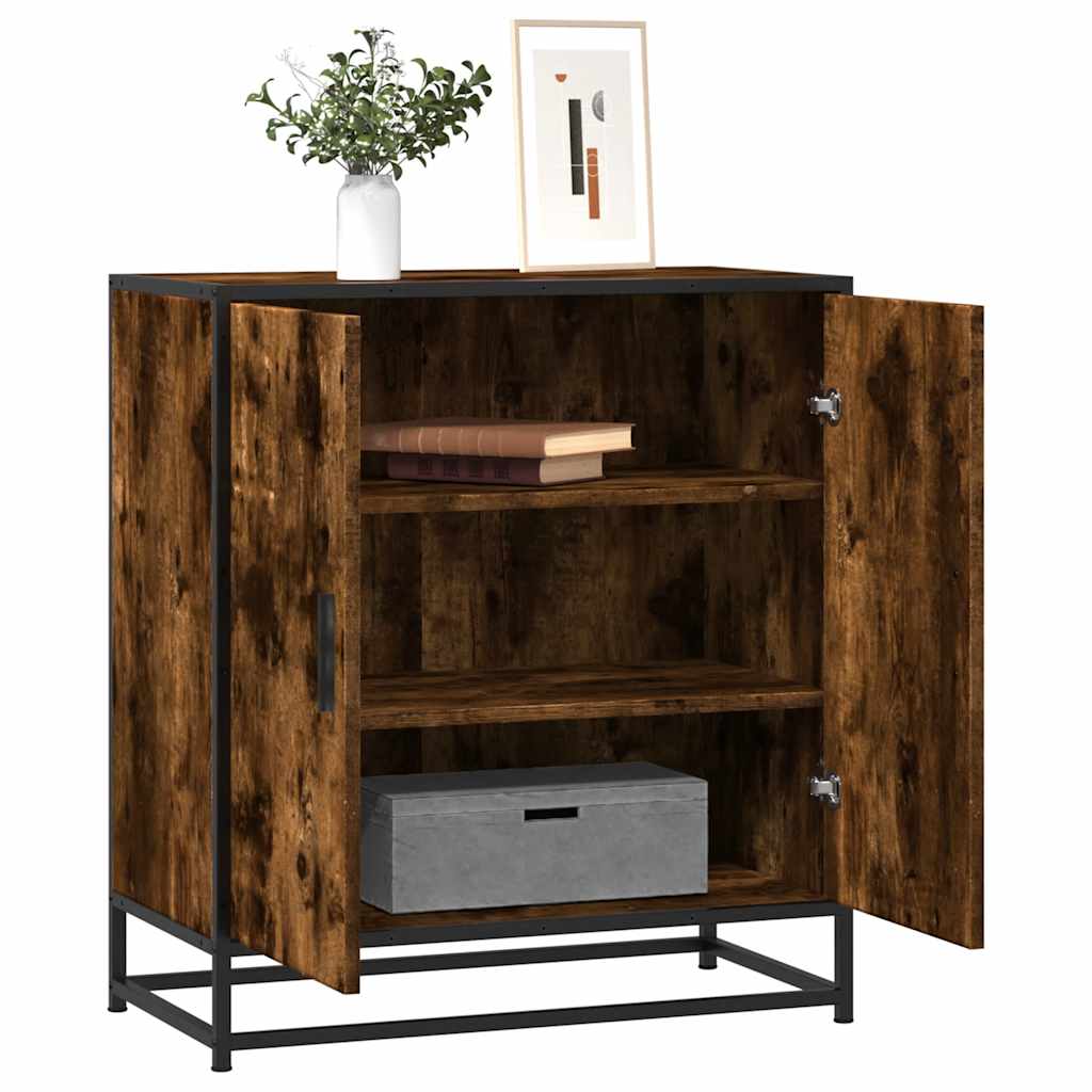 skab 68x35x76 cm konstrueret træ og metal røget egetræsfarve