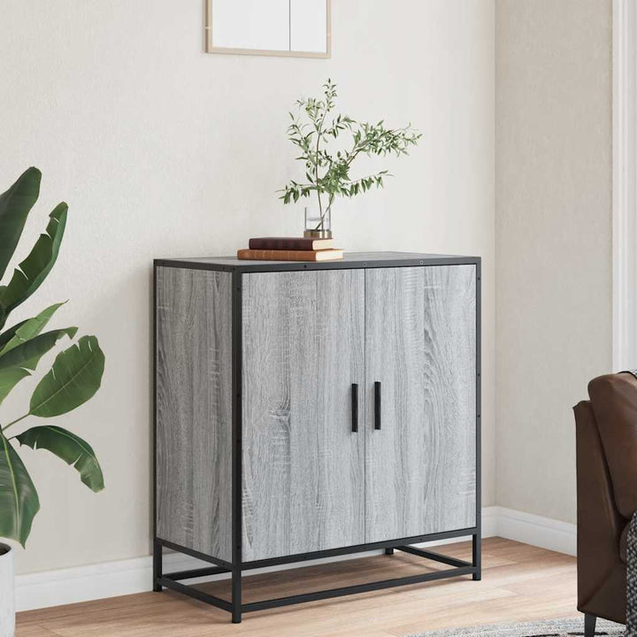 skab 68x35x76 cm konstrueret træ og metal grå sonoma-eg