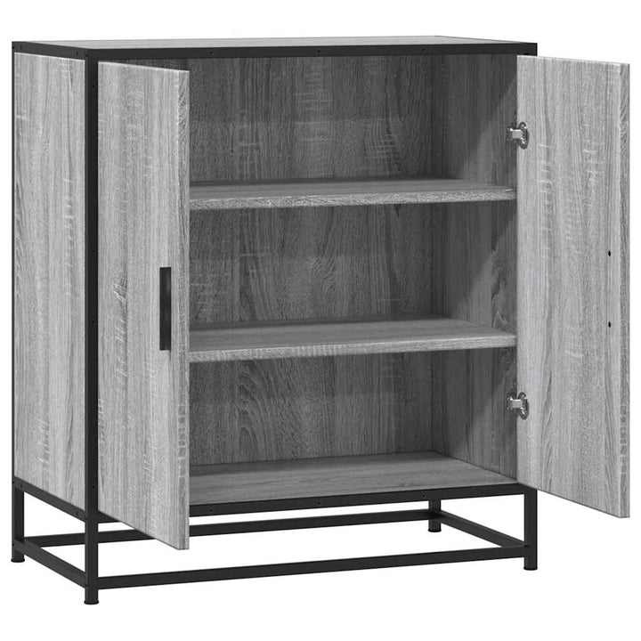 skab 68x35x76 cm konstrueret træ og metal grå sonoma-eg