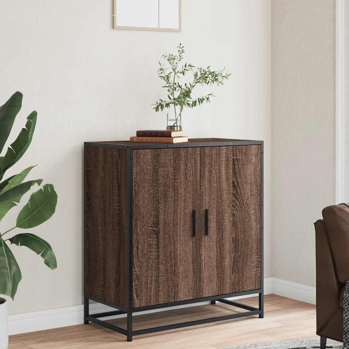 skab 68x35x76 cm konstrueret træ og metal brun egetræsfarve