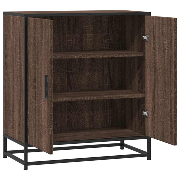 skab 68x35x76 cm konstrueret træ og metal brun egetræsfarve