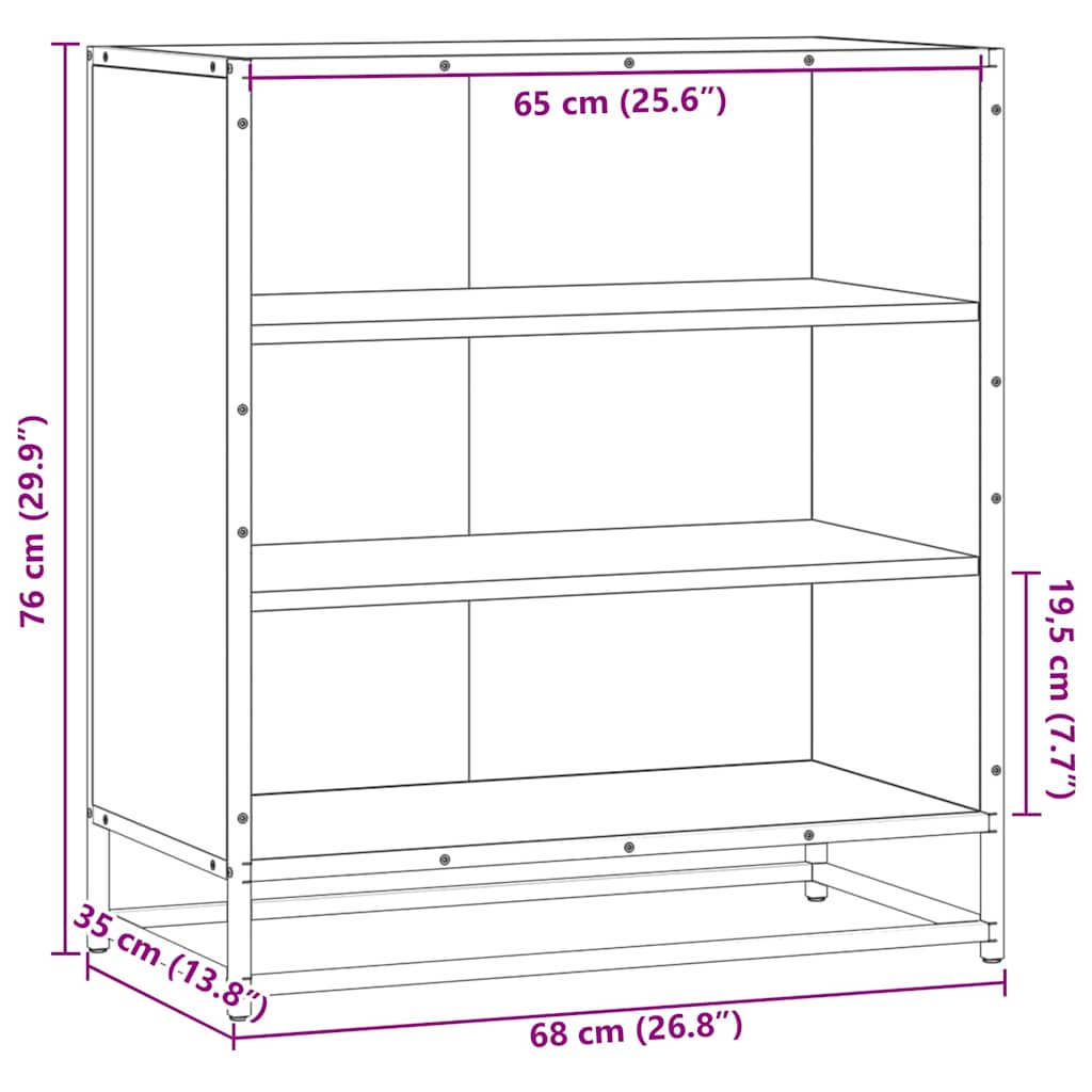 skuffeskab 68x35x76 cm konstrueret træ og metal sort